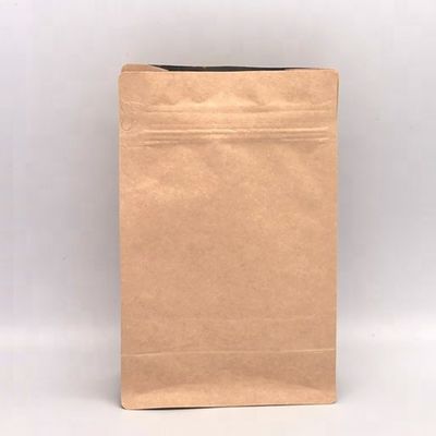 quality  Kraft Paper Moisture Proof Coffee Bag With Valve 100g Kraft Paper Flat Bottom Coffee Bag Craft Paper Pouch Plastic Packaging Bag With Valve factory
