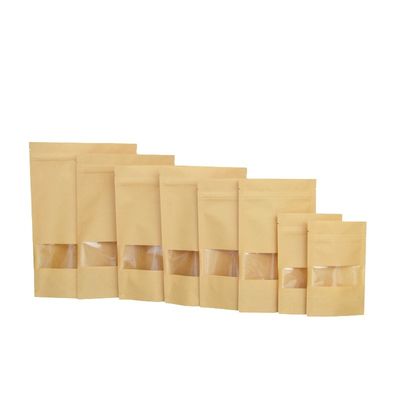 Security 170*240*40 mm Laminated Reusable Zipper Food Packaging Kraft Paper Zipper Bags