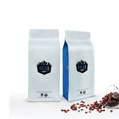 Recycled Materials Wholesale Edible Packaging Aluminum Foil Zipper Stand Up Coffee Bean Bags Matte White 500g