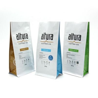 Pla Matt Finish Side Gusset Coffee Flat Bottom Moisture Proof Custom Biodegradable Bag 100gr 100g 150g 250g 500g 1kg With Valve And Zipper